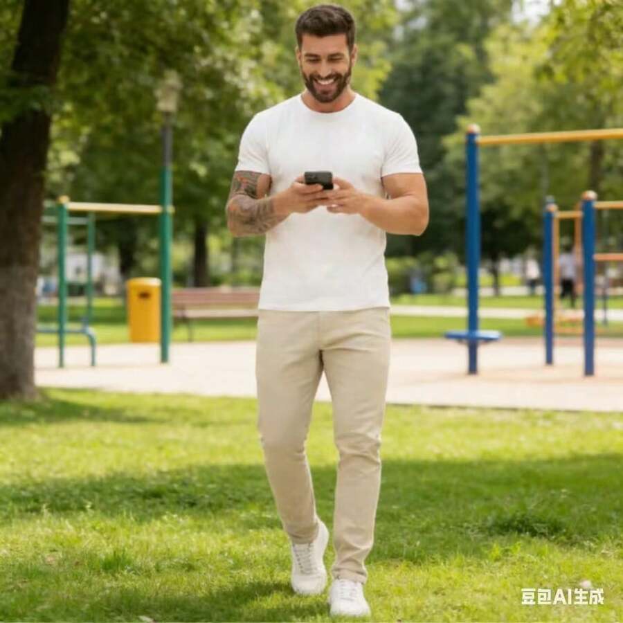 Men's Tailored Smart Casual Twill Trousers With Slash Pockets And Welt Pockets - Beige - View 1