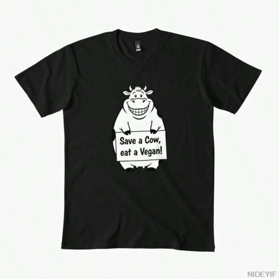 Camiseta Save a Cow para hombres y mujeres, 100% algodón, camisetas de manga corta 1112-5 - Negro - Ver 1