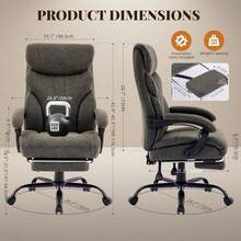 LIZHOUMIL Ergonomic High-Back Office Chair With Wheels, Adjustable Computer Chair With Lumbar Support & Armrests For Home, Study & Student Use - Light Grey With Footrest - View 11
