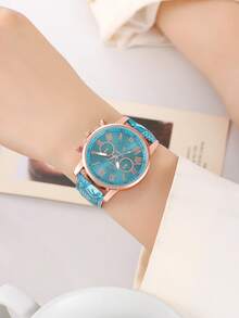 6件套女士时尚腕表，多功能高端女士腕表套装 - 玫瑰金 - 查看 7