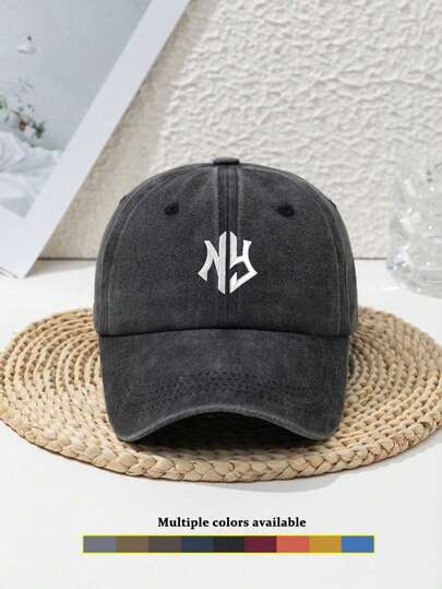 Vintage Embroidered Washed Adjustable Cap, Unisex, Suitable For Spring, Summer, Autumn, Winter, Valentine's Day, Wedding, Christmas, School, Outdoor Sports, Travel, Sun Protection, Gift, Customized, Truck Driver Hat, Black, Pink, Purple, Yellow, Casual Headwear
