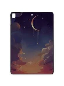 斋月氛围浪漫星空磨砂iPad保护壳，浪漫星空，文学疗愈风格磨砂iPad保护壳，渐变夜空，新月星辰图案iPad保护壳 - 黑色 - 查看 14