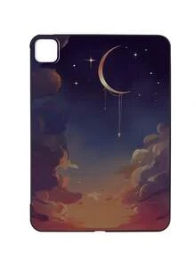 斋月氛围浪漫星空磨砂iPad保护壳，浪漫星空，文学疗愈风格磨砂iPad保护壳，渐变夜空，新月星辰图案iPad保护壳 - 黑色 - 查看 39