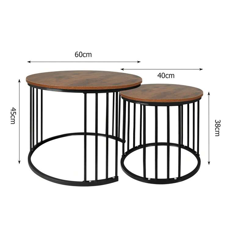 Tavolini nido - Legno bruciato + gambe nere - Visualizzare 6