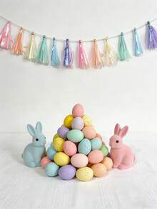 1 Peça Guirlanda de Borlas Macias - Flâmula de Borlas Multicoloridas (12 Borlas de Papel), Sem Necessidade de DIY, Adequada para Aniversário, Chá de Bebê, Cenário de Fotos e Decoração Suave de Festa, Suprimentos para Festa de Páscoa - Multicolorido - Visão 10