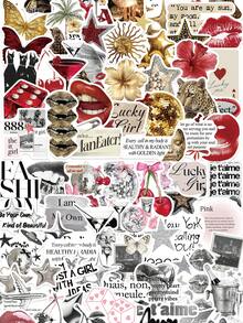 50Pcs Silver Lucky Girl Graffiti Stickers Gold&Red Y2k Stickers Lucky DIY Stickers Scrapbooking Phone Luggage Skateboard Waterproof PVC Decals - Multicolor - View 12