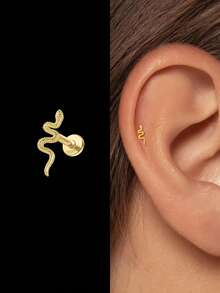 1 chiếc khuyên tai tam giác dẹt bằng bạc Sterling 925, khuyên tai sụn, thích hợp để đeo hàng ngày, dự đám cưới, tiệc tùng, lễ đính hôn, trang sức cao cấp mạ vàng 18K. - Vàng - Xem 1