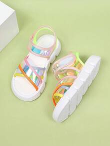 1双彩色系带厚底夏季沙滩度假时尚绳编凉鞋（女童款） - 淺藍色 - 查看 3