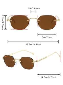 1 Pair Women's Brown Polygon Frameless Metal Leg Personalized Street Style Fashion Fashion Glasses - Brown - View 5