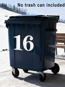 1pc Self-Adhesive White Number Sticker - 5.7 Inch (14.5cm) High Visibility Reflective Commercial Grade Trash Can Label, With Durable No-Residue Edges, Suitable For Wheeled Trash Cans, Large Garbage Bins, Car Trash Cans, Garage Organization, Great For Night Use And Strong Marking - Multicolor - View 2