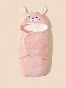 1件装新生儿兔耳双层襁褓毯，四季通用