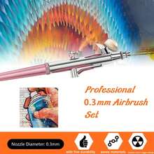 1pc 0.3mm Single-Action Airbrush Gun Kit, Tattoo Nail Art Tool Spray Pen Set, For Beauty Ink Car Repair, Metal Material, No Power Required, Crafts & Sewing Supplies - Painting Tools - Airbrush Accessories Tools - black Spray Gun Head - 查看 4