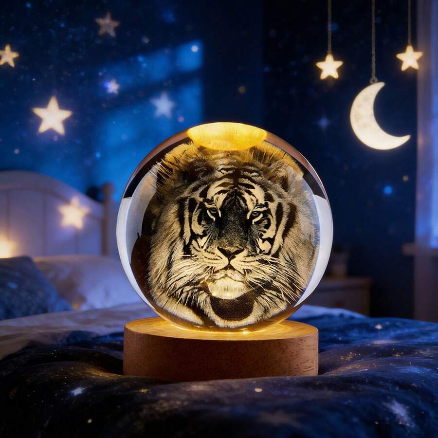 Luz nocturna de decoración de escritorio de 1 pieza, luz nocturna de bola de cristal brillante, Adecuado como regalo para madres, esposas, novias; también adecuado para la decoración del hogar y la oficina, regalos de cumpleaños y regalos de vacaciones. - transparente - Ver 1