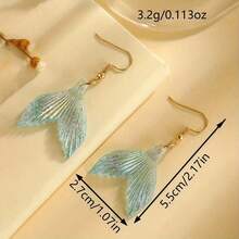 闪耀美人鱼尾耳环，优雅迷人，适合日常佩戴、度假、海滩度假、节日、母亲节礼物，四季皆宜 - 彩色 - 查看 3
