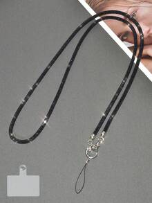 Luxury High-End Black Crystal Rhinestone Phone Crossbody Chain, Fashionable Phone Case Lanyard, Shiny Bag Strap, Double Buckle Design, Suitable For Women - Black - View 8