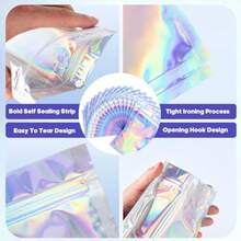 100Pcs Holographic Packaging Bags 3.1x4.7 Inch Resealable Foil Pouch Mylar Sample Bag Great For Small Business And Party Favor Food Storage... - 100 chiếc - 3.1x4.7 inch - Xem 5