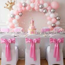 9pcs Satin Chair Back Decoration Ribbon Bow Tie, Wedding Party Birthday Event Decor (Pink) - Multicolor - View 4