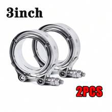 2/4PCS 3 Inch V Band Clamp, 3" Universal Stainless Steel V-Band Bolt Clamp With Flat Flange For Exhaust Pipes, Muffler Ends Connecting - 銀色 - 查看 12
