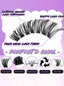 632/612/540pcs D-Curl Fluffy Eyelash Extensions, High Capacity DIY Eyelash Extension Kit, Suitable For Beginners, Long-Lasting And Durable, Mixed Single Lash Styles, DIY Charming Eyes At Home, Beauty Essential, Large Capacity Eyelash Set, Suitable For Travel, Daily Wear (Suitable For Beginners), Wedding, Date, Party, Holiday, Also Ideal As Christmas/Halloween/Holiday Gift Eyelash Set - D - 查看 6