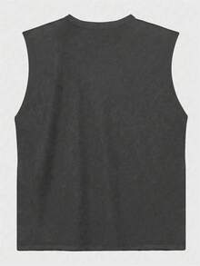 Zrgoth Men's Casual Versatile Simple Texas Text & Country Animals Cow Head Print Elements Sleeveless T-Shirt, Summer - Dark Grey - View 4