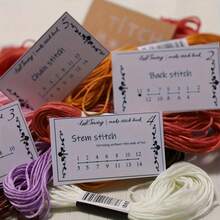 Beginner-Friendly DIY Embroidery Kit – Pre-Printed Fabric, Color Threads & Stitch Guide Cards For Easy Needlepoint, Learn Embroidery Stitches, Ideal Gift For Crafters, Sewing Hobby, Creative Mini Embroidery Stitch Guide Book, Beginner Sewing Kit - Màu hồng, 1 chiếc - Xem 5