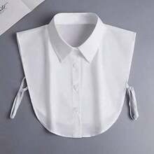 Ladies Removable Striped Shirt Collar, Pointed Fake Collar With Modest Decoration, Casual Polyester Knitted Accessories, Suitable For Spring, Autumn And Winter - White - View 1