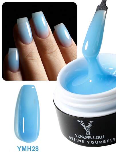 YOKEFELLOW 15g Nail Extension Builder Nail Gel Jelly Blue Builder Nail Gel For Nail Nail Extension Summer Nails & Long-Lasting Nail Strengthener Nails Enhancement Nail Art Salon DIY At Home Manicure & For A Gift