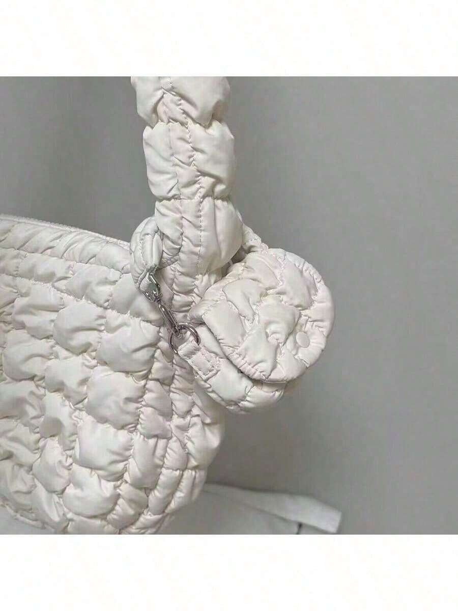 迷你褶皱云朵包 时尚百搭零钱包 耳机包 秋冬挂件小包 - 白色 - 查看 1