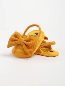 Infant Infant Girls Summer Sandals With Flower Soft Sole Newborn Toddler First Walker Crib Dress Shoes - Yellow - View 9