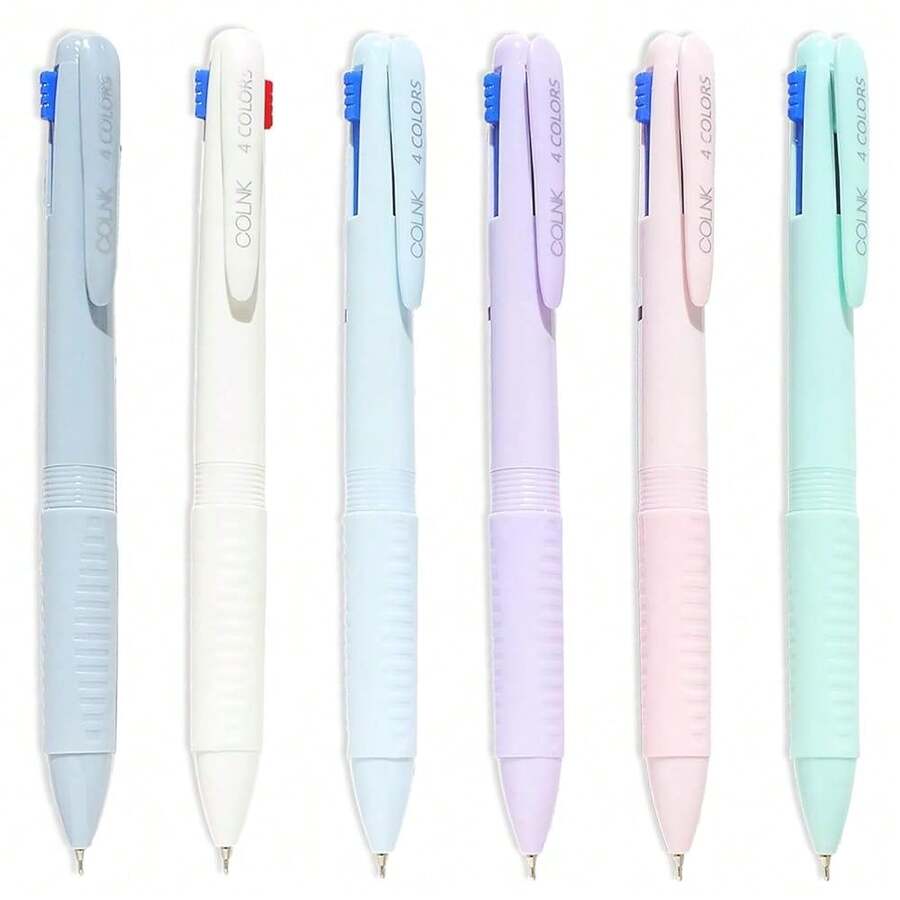 COLNK Multicolor Ballpoint Pen 0.5, 4-In-1 Colored Pens Fine Point,Ballpoint Gift Pens For Planner Journaling,Assorted Ink, 6-Count - Nhiều màu - Xem 1