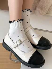 2020年5月10日 随机发货 女士可爱荷叶边爱心波点时尚百搭透气短袜 - 彩色 - 查看 6