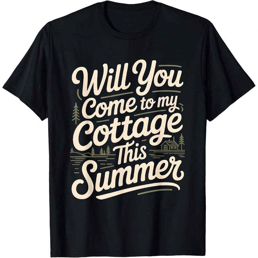 Will You Come To My Cottage This Summer T-Shirt - 黑色 - 查看 1