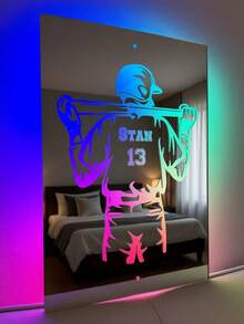 1 Piece Of Customizable LED Mirror Light, Baseball Jersey Design, Customizable Name And Number, Suitable For Bedroom Decoration, Perfect For Birthdays, Graduation Ceremonies, Parties, Christmas, Anniversary Gifts, USB Power Supply, With Remote Control - Multicolor - View 6