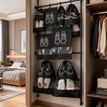 10 paquete de bolsas organizadoras de zapatos esenciales para viaje, con cordón, bolsas de playa impermeables, unisex, artículos de viaje, organizador del hogar, accesorios de viaje, portátil, impermeable, multifuncional, organizador de zapatos, bolsas de playa impermeables, tamaño grande para hombres y mujeres, bolsas clásicas para zapatos - Gris - Ver 6