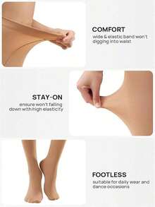 Women's 2-6 Pairs Opaque Control Top Tights Comfort Stretch 70 Denier Pantyhose, Fashionable VTDP - Màu be - Xem 4