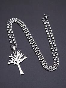 1pc High Quality Stainless Steel Tree Of Life Pendant Necklace, Double Loop Necklace, Suitable For Daily Wear, Unisex - Multicolor - View 7