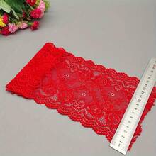 100% Wide Elastic Nylon Spandex Lace Trim - Multi-Color Embossed Lace Edge, Suitable For DIY Crafts, Sewing And Craft Projects, Lace Trim, Craft Accessories, Decorative Lace, Durable Lace Trim - Màu tím - Xem 5
