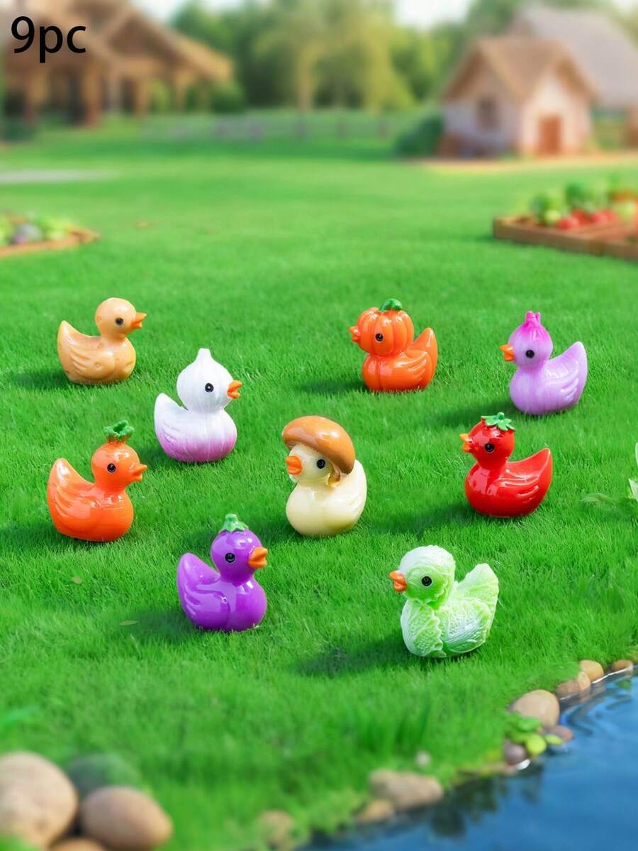 9件套蔬菜鸭树脂摆件，丰富书房、卧室、桌面等空间的微缩景观装饰，色彩缤纷的造型和精致的细节设计为沉闷的空间注入活力，适合微景观和家居装饰，祝您每天都充满小确幸。 - 彩色 - 查看 1