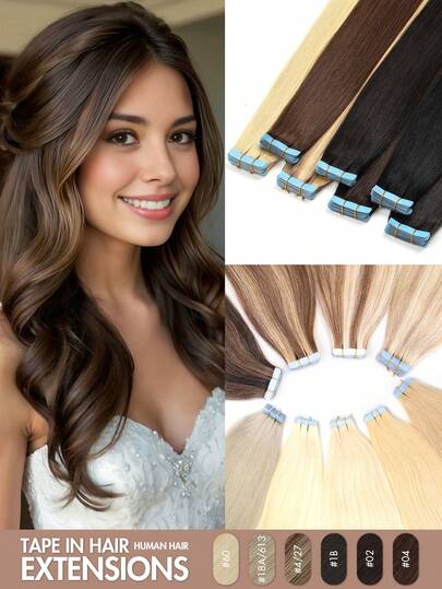 Tape In Hair Extensions Human Hair Extensions High-Quality Real Human Hair 12-22 Inch Natural Straight Blonde Hair Invisible Seamless Easy To Wear Tape In Hair Extensions Volume Boost For Daily & Party Hairstyles