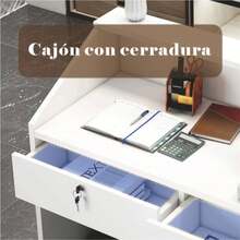 Mostrador De Caja Blanco De 100 Cm De Ancho 92cm Blanco - Blanco - Ver 3