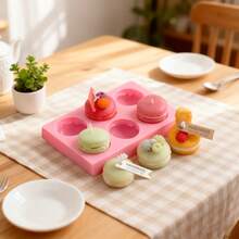 1 Piece Of Pink Silicone Macaron Mold, Simple And Practical, With Diverse Functions And Easy Demolding. It Can Be Used To Make Macaron Shaped Candles, Plaster Decorative Simulation Props, Household Tray Props, And Reusable Molds. - Pink - View 2