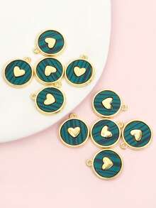 10pcs 10-Colors Acrylic Sheet Round Alloy Charms With Love Heart Design, Fashion Necklace Bracelet Earrings Phone Chain And More Decorations DIY Ins Style Dopamine Pendants - Cute Accessory For Daily Wear And Valentine's Day - Round with Love Heart Design - View 22