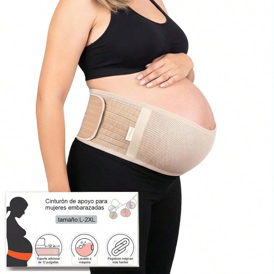 Cinturón de soporte para embarazadas 2026, alivio del estrés durante el embarazo, cinta elástica transpirable y ajustable con , ideal para caminar o sentarse prolongadamente, uso recomendado en etapas avanzadas del embarazo. - Gris Claro - Ver 1
