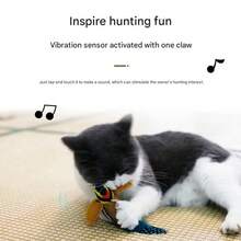 LEWISER 猫玩具，带猫薄荷和银藤，可发出啾啾声，2 件装，适用于逗猫棒，仿真鸟造型，室内猫咪互动玩具，红蓝配色 - 彩色 - 查看 4