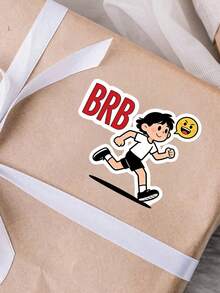 1pc BRB Funny Sticker - Cartoon Character Running Design, Add Personalized To Your Helmet, Laptop, Notebook Or Water Bottle! - Multicolor - View 9