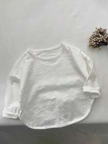3pcs Kids Lightweight Long Sleeve Solid Color Bamboo Knit T-Shirts, Loose Fit Casual Tops For Boys & Girls - Black - View 2