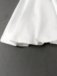 Women's Bride Gift Dress - A-Line Minimalist Embroidered Lace Wedding Gown With 3/4 Sleeves - White - View 5