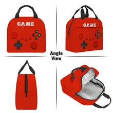 Game Pattern Printed Large Capacity Aluminum Foil Insulated Lunch Bag, Cartoon Outdoor Thermal Lunch Box Tote, Convenient To Carry - Red - View 4