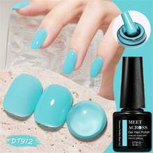 MEET ACROSS 1pc 7ml Macaron Color Rubber Base Gel Nail Polish , Blue Nail Camouflage Color Coat UV Construction Gel Varnish, Semi Permanent Soak Off UV Led Manicure Nail Art Design Nail Supplies For Home And Salon Nails - Blue - View 2