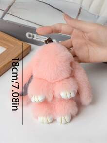 1个可爱毛绒兔子钥匙扣吊坠，柔软蓬松的兔子钥匙扣，毛绒钥匙圈，毛绒动物钥匙扣，可爱毛绒卡通包包挂饰，小饰品，汽车钥匙链，钥匙挂绳，钥匙扣，钥匙扣配件，钥匙圈，送给女性的礼物，送给男友的礼物，圣诞礼物，圣诞袜礼物，生日礼物，送给朋友的礼物，节日礼物，活动纪念品，派对小礼品 - 霜黑色 - 查看 7